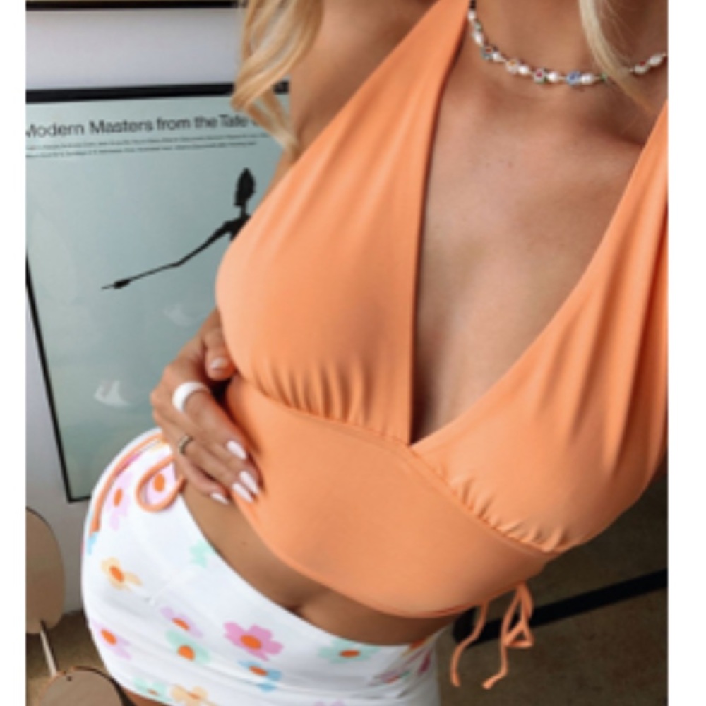 Princess Polly orange halter crop top